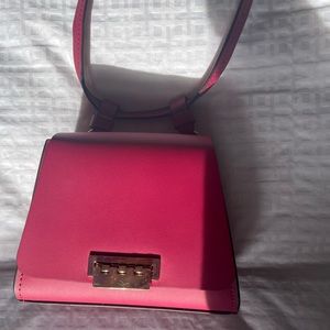 Zac Posen pink mini crossbody shoulder bag with signature hardware .